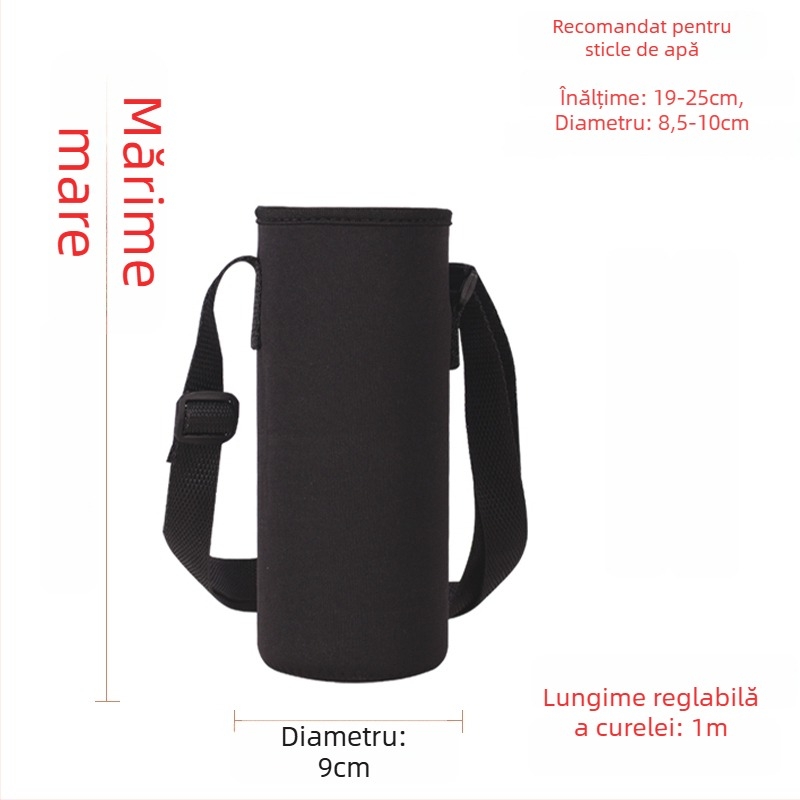 Suport pentru cană cu curea crossbody, izolație din sticlă, husă de protecție, capacitate mare, curea anti-derapare, geantă pentru sticlă 300–1500 ml