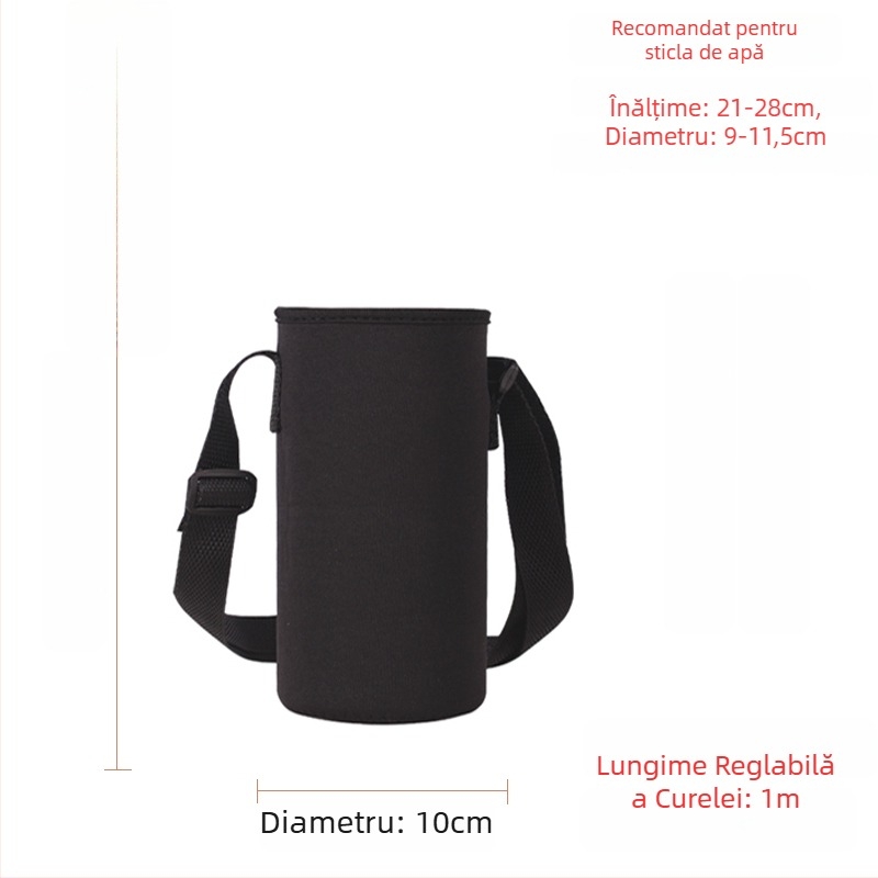 Suport pentru cană cu curea crossbody, izolație din sticlă, husă de protecție, capacitate mare, curea anti-derapare, geantă pentru sticlă 300–1500 ml