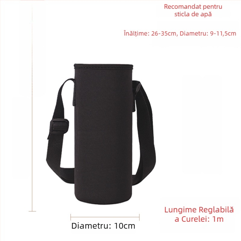 Suport pentru cană cu curea crossbody, izolație din sticlă, husă de protecție, capacitate mare, curea anti-derapare, geantă pentru sticlă 300–1500 ml