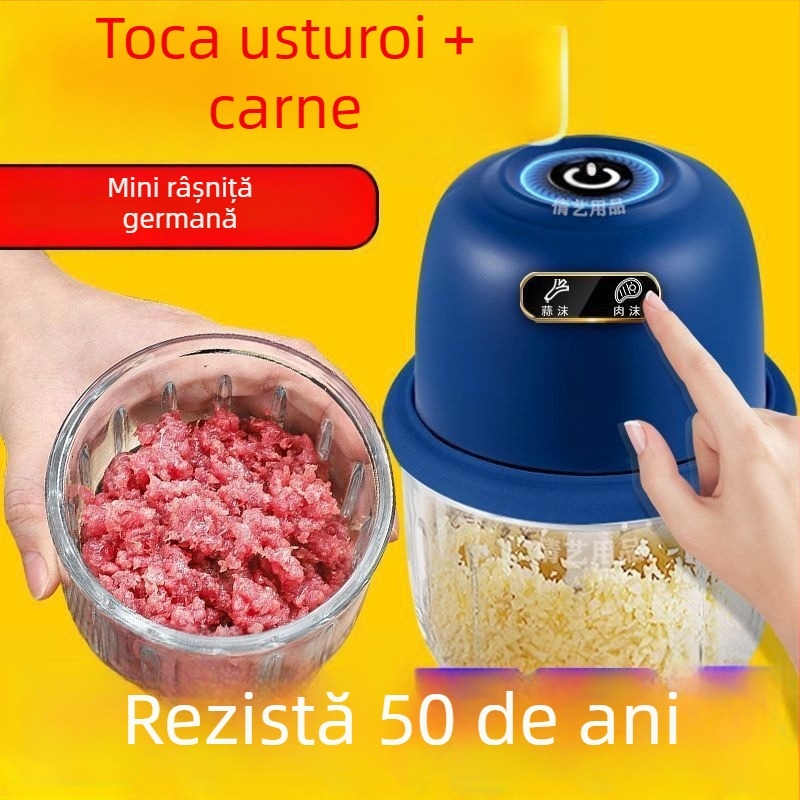 Măcinător de usturoi cu capac, pentru uz casnic; un pistol multifuncțional pentru usturoi, pastă de ardei iute și carne