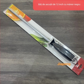 Tijă de ascuțit cuțite din oțel inoxidabil, 8 și 12 inch, cu mâner rotund și mâner plat