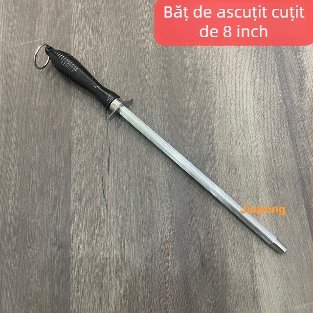 Tijă de ascuțit cuțite din oțel inoxidabil, 8 și 12 inch, cu mâner rotund și mâner plat