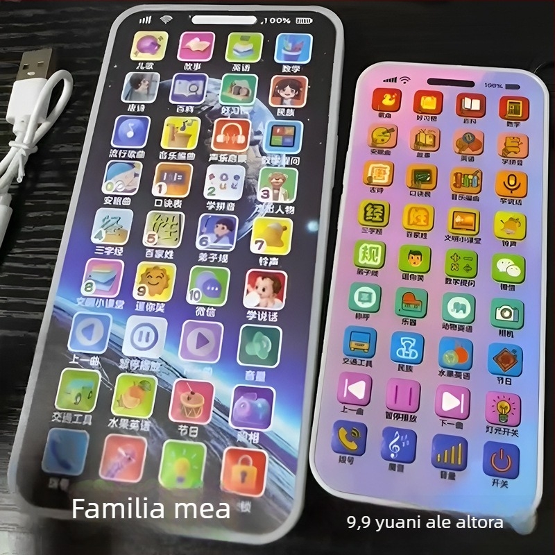 Telefon muzical realist pentru copii - jucărie educativă interactivă, multifuncțională, încărcabilă