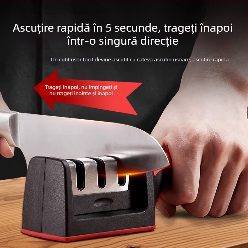 Set de ascuțit cuțite: piatră de ascuțit pentru bucătărie, tijă de ascuțit profesională pentru bucătar, suport rapid de ascuire, unealtă multifuncțională de ascuire a marginii