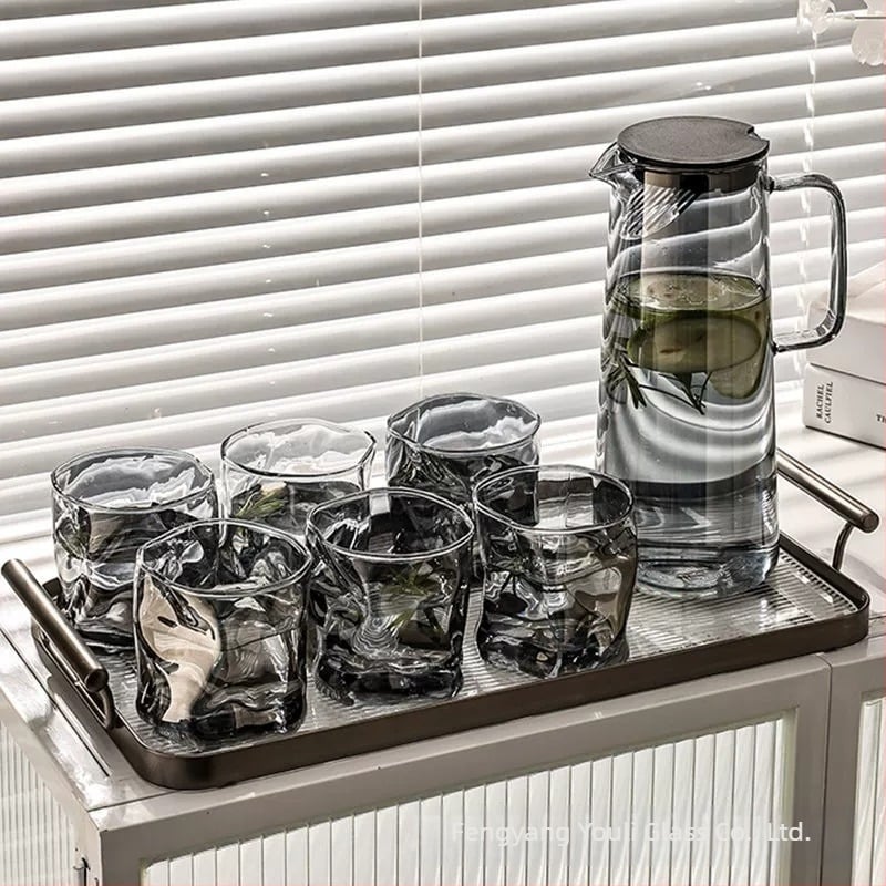 Set de sticlă borosilicată pentru apă, rezistent la temperaturi ridicate, pentru uz casnic, capacitate mare