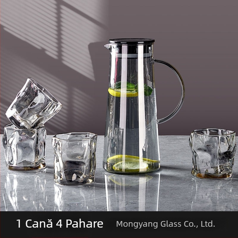 Set de sticlă borosilicată pentru apă, rezistent la temperaturi ridicate, pentru uz casnic, capacitate mare