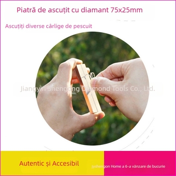 Hongda Piatră de Dăltuit Diamantată, Dreptunghiulară, Dublă Față, Granulație 400/1000, pentru ascuțirea cârligelor de pește, a adatelor și a pensetelor