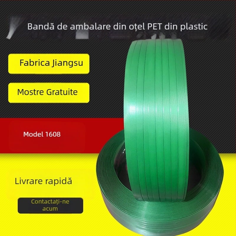 Bandă de ambalare din plastic-otel 1608, manuală, verde, bandă PET pentru ambalare