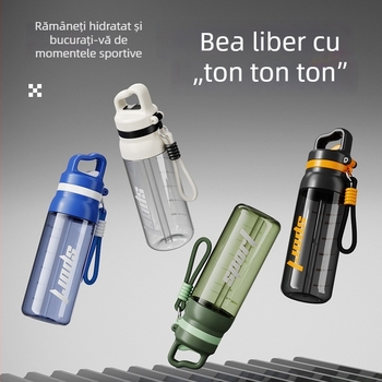 Cană de apă pentru bicicletă în aer liber, cu curea pentru bărbați, capacitate mare, rezistentă la temperaturi înalte, recipient din plastic portabil cu pai