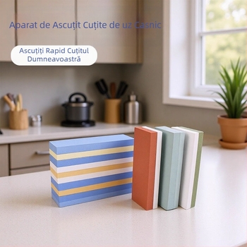 Piatră de ascuțit dublu-față din corund alb cu bază, pentru uz casnic și în exterior – dispozitiv fin de ascuțit cuțite