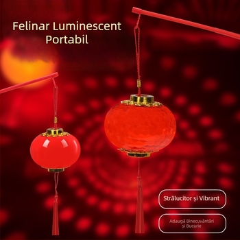 Felinar rotund din plastic roșu, lanternă de cristal portabilă pentru copii