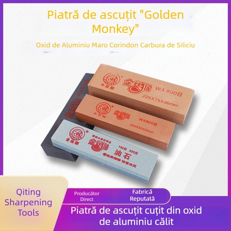 Golden Monkey piatră de ascuțit pentru cuțite – bucătărie și exterior, corund brun, piatră de apă