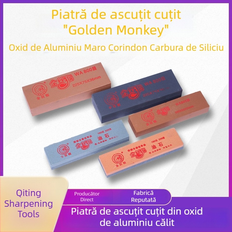 Golden Monkey piatră de ascuțit pentru cuțite – bucătărie și exterior, corund brun, piatră de apă