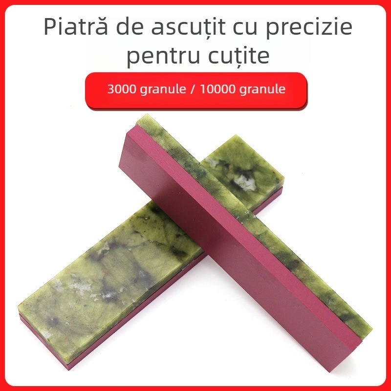Piatră dublă pentru ascuțit, cu piatră de ulei rubin și agat natural, granulație 3000/10000
