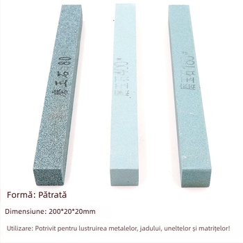 Piatră de ascuțit și lustruit pentru nefrit, jadit și chihlimbar, cu abraziv verde de siliciu, piatră de ulei 200×20×20 mm