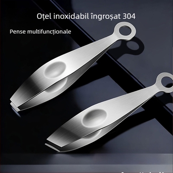 304 oțel inoxidabil – Clește pentru smulgerea penele și clips pentru curățarea usturoiului – Cap mare cu vârf lat, unealtă multifuncțională