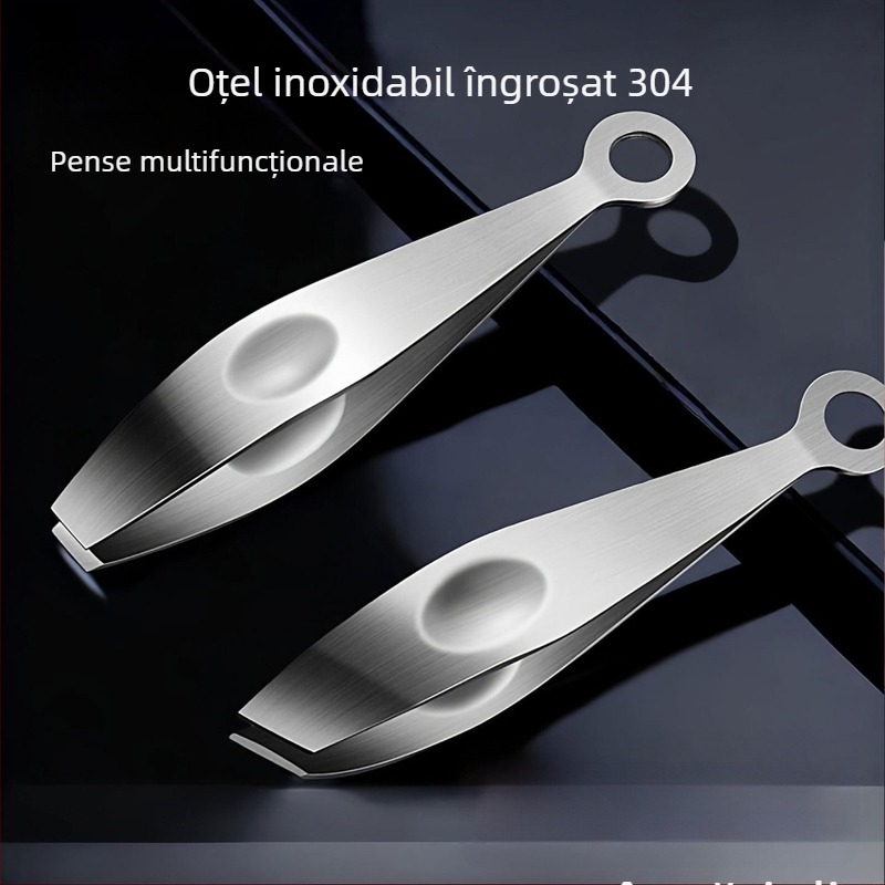 304 oțel inoxidabil – Clește pentru smulgerea penele și clips pentru curățarea usturoiului – Cap mare cu vârf lat, unealtă multifuncțională