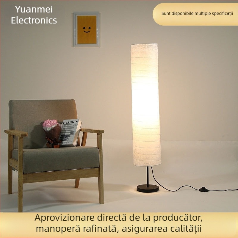 Lampă de podea din hârtie, stil european modern, design creativ și simplu, Helmo Nordic, pentru living, dormitor sau birou, iluminare ambientală.