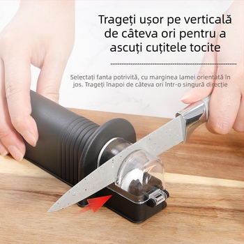 Ascuțitor pentru cuțite de bucătărie cu unghi fix, piatră de ascuțit ceramică și tijă de ascuțire