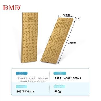 DMD piatră de ascuțit diamant, cu două fețe, acoperire titan, model fagure, granulație 400/1000
