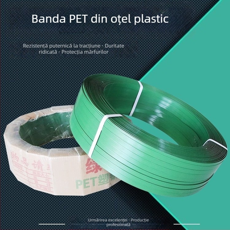 Bandă de ambalare din plastic-otel, 16x0.8 mm, încărcare 20 kg, 1000 N, verde