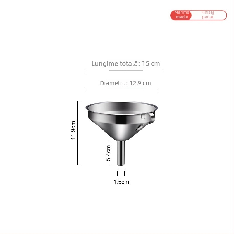Pâlnie din oțel inoxidabil 304, cu filtru din plasă, ustensilă de bucătărie îngroșată, set cu dimensiuni multiple