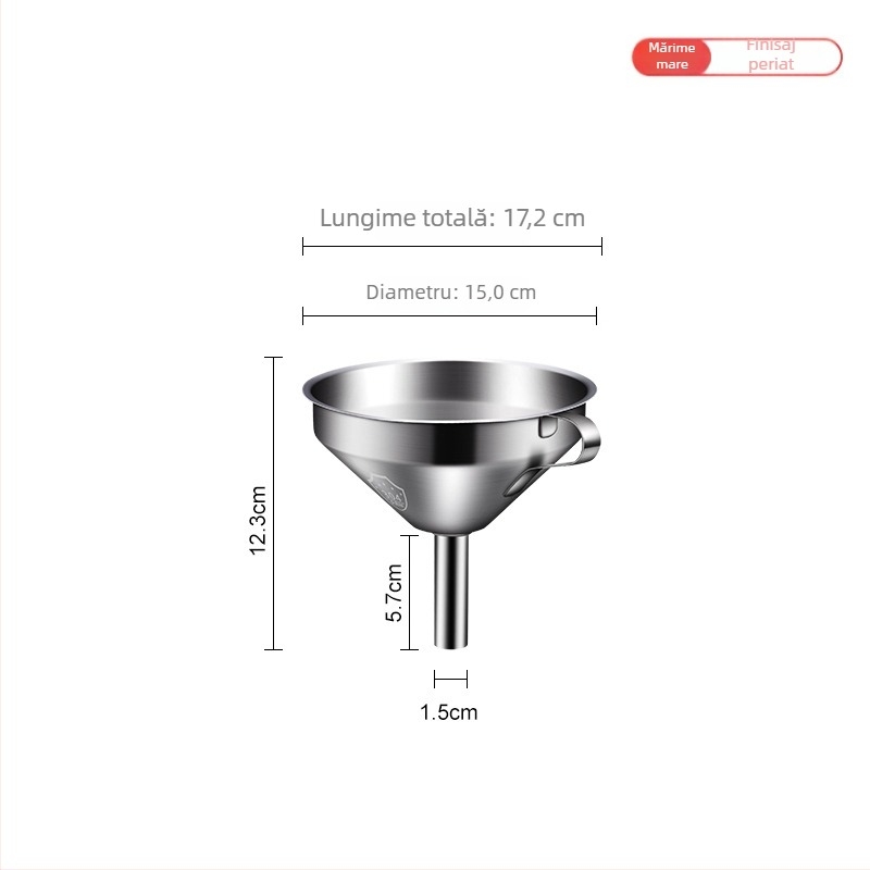 Pâlnie din oțel inoxidabil 304, cu filtru din plasă, ustensilă de bucătărie îngroșată, set cu dimensiuni multiple