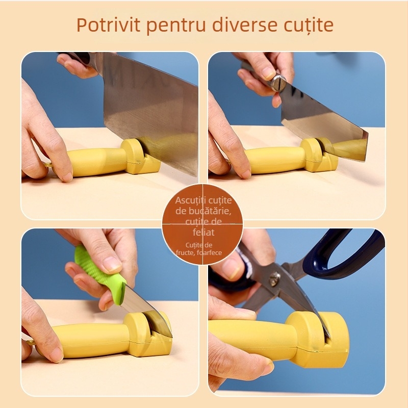Unealtă de ascuțit pentru cuțite și foarfece, cu suport pentru piatră de ascuțit