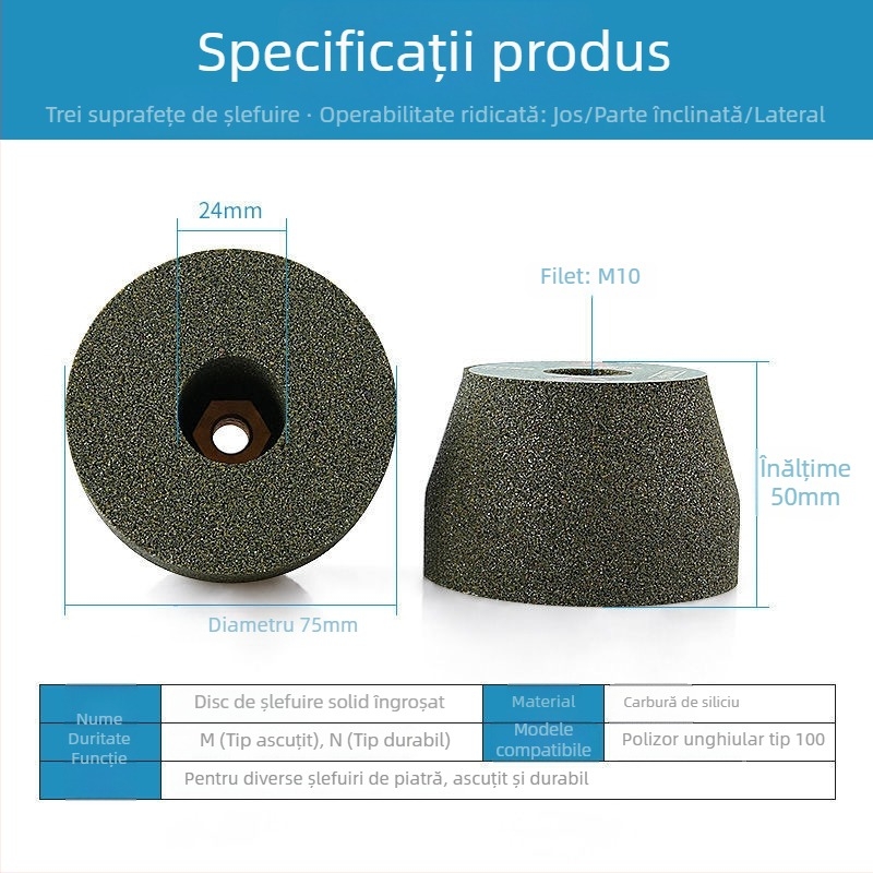 Roată de șlefuit piatră îngroșată cu diamant pentru granit și piatră, disc de polisare, carburi de siliciu verde