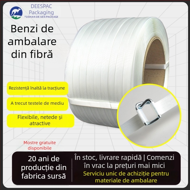 Curele flexibile din poliester pentru ambalare, sarcini grele, culoare albă