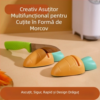 Ascuțitor pentru cuțite și foarfece de bucătărie din plastic, în stil desen animat, unghi fix, rapid și ușor de folosit acasă