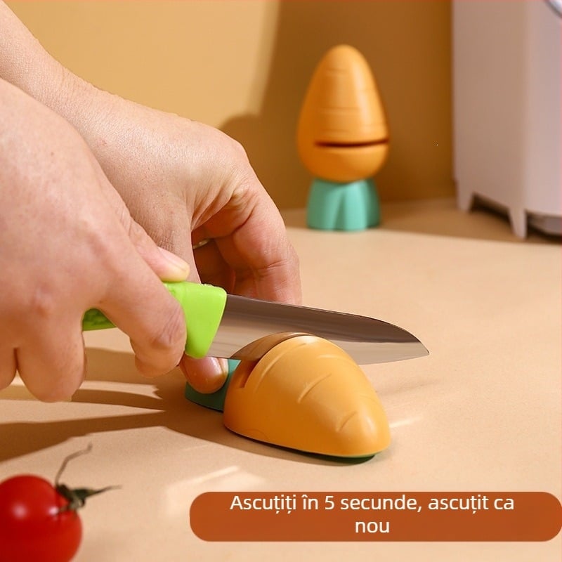 Ascuțitor pentru cuțite și foarfece de bucătărie din plastic, în stil desen animat, unghi fix, rapid și ușor de folosit acasă
