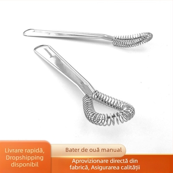 Batător de ouă manual din oțel inoxidabil 430, cu arc spiral – unealtă pentru cofetărie
