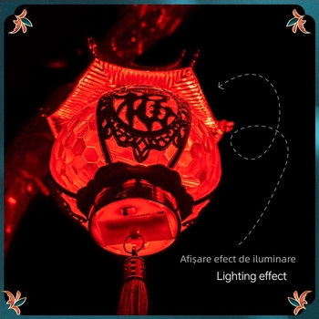 Fenar portabil de Anul Nou pentru Festivalul Luminilor, lampion mic în formă de pagodă din cristal, iluminat cu baterie, pentru balcon, copii, simbol de binecuvântare, model 2025