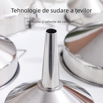Funnel din oțel inoxidabil, diametru mare, 8–20 cm, pentru ulei, vin și sosuri.