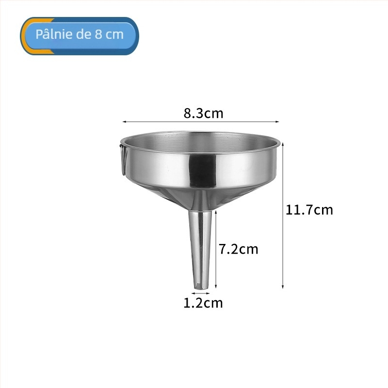 Funnel din oțel inoxidabil, diametru mare, 8–20 cm, pentru ulei, vin și sosuri.