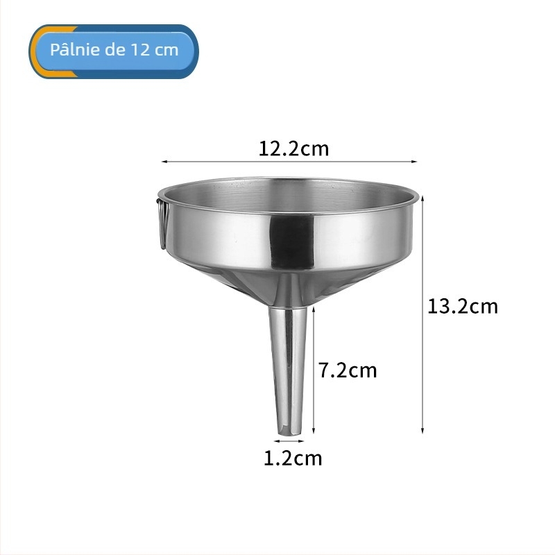 Funnel din oțel inoxidabil, diametru mare, 8–20 cm, pentru ulei, vin și sosuri.