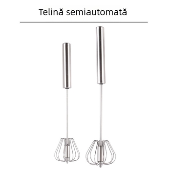 Tel pentru ouă din oțel inoxidabil semi-automat, mâner manual rotativ, amestec pentru cremă, uz casnic