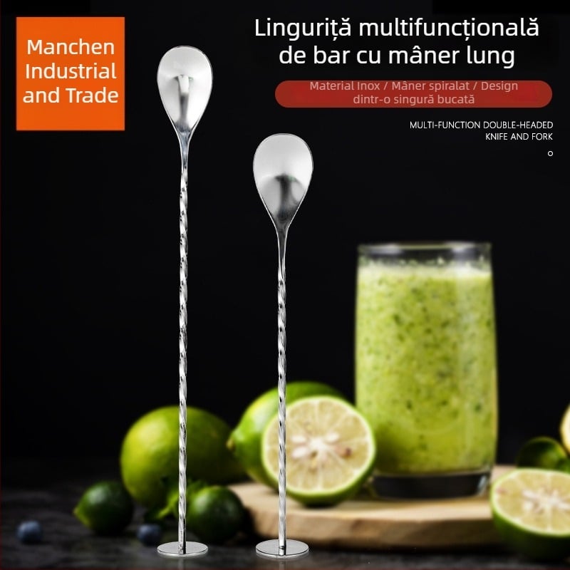 Lingură de bar din oțel inoxidabil, formă de picătură de apă pentru cocktailuri, 32 g, 1 mm, culoare solidă