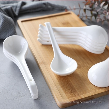 Lingură de supă ceramică, mâner lung, pentru uz casnic, lingură pentru tăiței și orez, amestecare