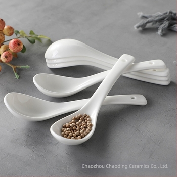Lingură de supă ceramică, mâner lung, pentru uz casnic, lingură pentru tăiței și orez, amestecare