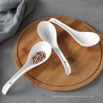 Lingură de supă ceramică, mâner lung, pentru uz casnic, lingură pentru tăiței și orez, amestecare