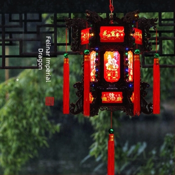 2024 felinar LED rotativ, dragon chinezesc, lampion hexagonal mare pentru balcon, candelabru de Anul Nou