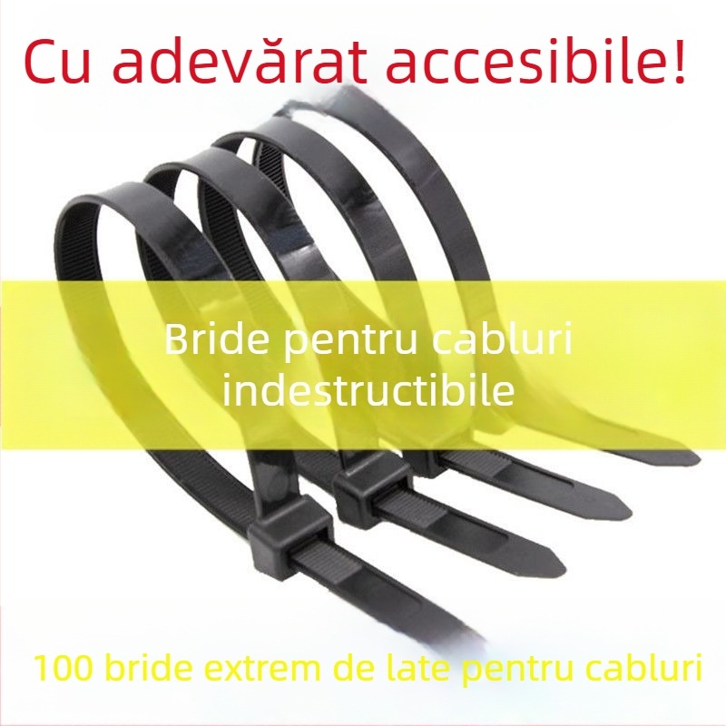 Legături negre din nylon, UV-rezistente, extra-large, late și groase, pentru legare în grădină, standard GB
