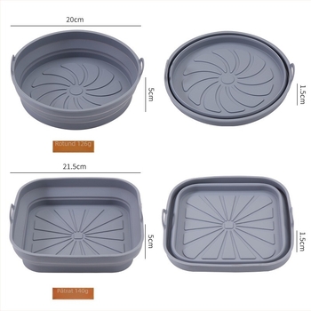 Tavă circulară din silicon pliabilă pentru cuptor; vas din silicon pentru air fryer; covoraș pătrat pentru coacere
