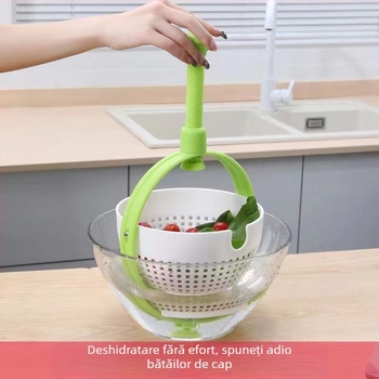 Spinner de salată cu acțiune centrifugală – scurgere pentru legume și fructe, coș de bucătărie