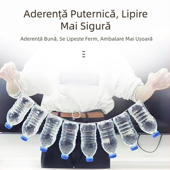 Bandă de ambalare albă, transparentă, rolă mare, adeziv puternic pentru sigilare