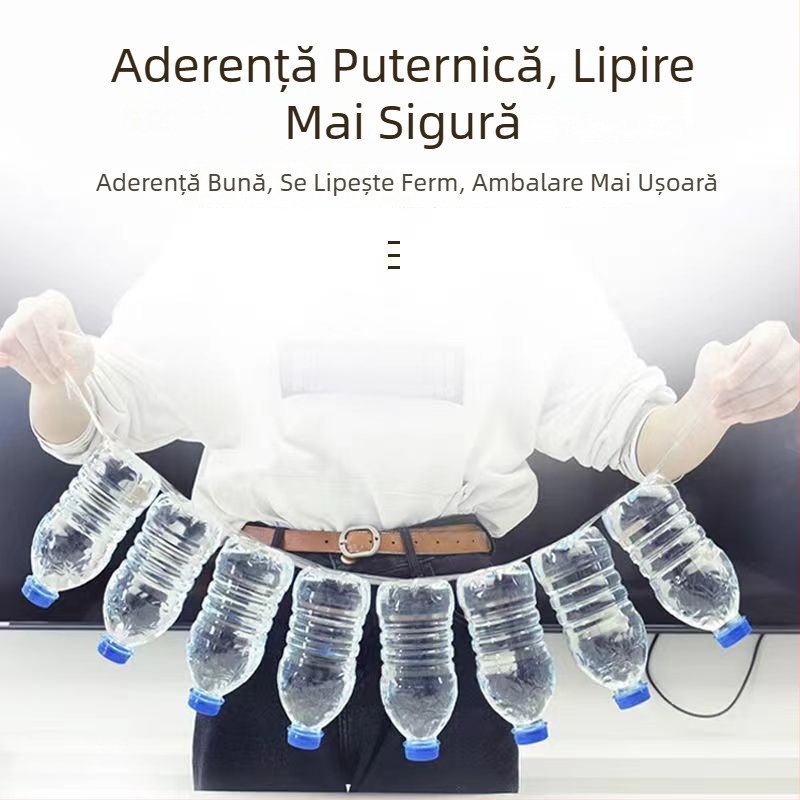 Bandă de ambalare albă, transparentă, rolă mare, adeziv puternic pentru sigilare