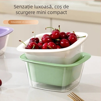 Bazin dublu pentru spălat legume cu coș de scurgere – vas de bucătărie multifuncțional pentru fructe și legume