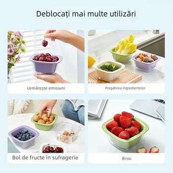 Bazin dublu pentru spălat legume cu coș de scurgere – vas de bucătărie multifuncțional pentru fructe și legume